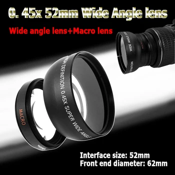 0. 45x52mm Geniş Açı lens Ek Makro lens Kolay yükleme Boşaltma Kolay taşıma hakkında kameralar İçin arayüz boyutu 52mm