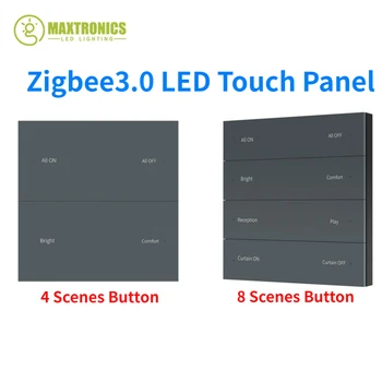 100 - 240VAC Akıllı 4/8 Düğme Duvara Monte Dokunmatik Panel Zigbee 3.0 Dimmer Anahtarı İle Tuya APP Vardır Sahne Geri Çağırma LED ışıkları için