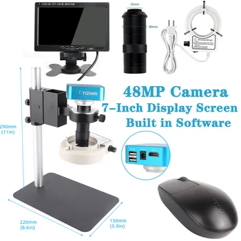 48MP Mikroskop HDMI Dijital Sony Sensörleri Kamera 130X HD VGA Endüstriyel Fare ayarlanabilir braket Kaynak Dahili Yazılım