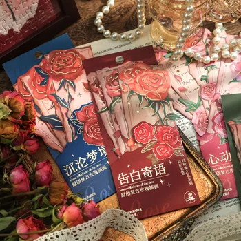 5 adet/paket Romantik İmleri El boyalı Adına Güller Vintage Bronzlaşmaya, Okuma İşaretleri, Mesaj Özet Kartları