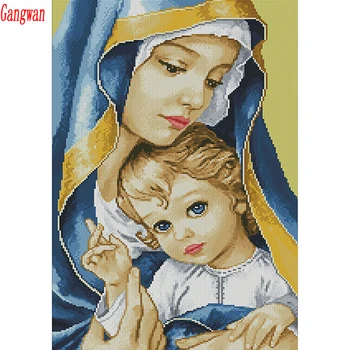 5D DİY Elmas Boyama Tam Kare Yuvarlak Matkap Dini Madonna ve bebek Nakış Çapraz Dikiş 5D simgesi hediye Ev Dekor mozaik