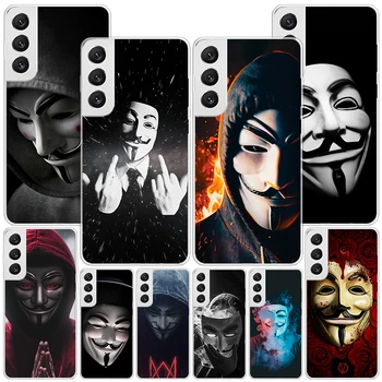 Anonim V Vendetta Maskesi için Telefon Kılıfı için Samsung Galaxy S23 Ultra S22 Artı S21 S20 FE S10E S10 Lite S9 S8 + S7 Kenar Benzersiz C