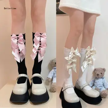 B36D Bayan İlmek Çorap, Orta Tüp Düz Renk Yenilik Rahat İçi Boş Çorap, Bayanlar ve Kızlar Uzun Çorap