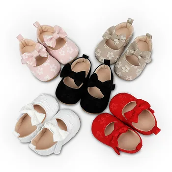 Bebek Bebek Kız Ayakkabı Kaymaz Yumuşak Tabanlı Çiçek İlmek Flats Toddler İlk Yürüteç Bahar Yaz Prenses Ayakkabı