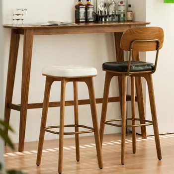 Beyaz Ahşap Bar sandalyeleri Deri Mutfak Sayacı kare bar Tabureleri Bar Taburesi Salon Taburetes Altos Cocina Minimalist Mobilya