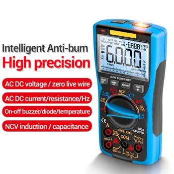 Dijital Multimetre AC / DC Ampermetre Volt Ohm tester ölçer Meslek 6000 Sayımlar True RMS Analog Test Cihazı LCD Arka Ekran