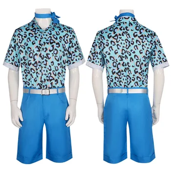Film Ken Bebek Cosplay Kostüm erkek Yaz Gömlek Mavi Şort Plaj Kıyafetleri Prens Cadılar Bayramı Karnaval Rol Oynamak Takım Elbise