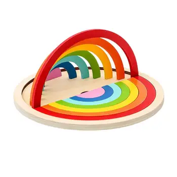 Gökkuşağı İstifleyici Yaratıcı İstifleme Gökkuşağı Yuvalama Yapı Taşları Disk Eğitici Oyuncaklar Çocuklar İçin Uygun Bebek Yürümeye Başlayan Renkli