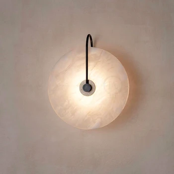Iskandinav minimalist modern mermer duvar lambası çay dairesel restoran oturma odası yatak odası başucu duvar lambası mermer duvar lambası