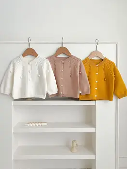 İlkbahar Ve Sonbahar Yenidoğan Bebek Bebek Erkek Ve Kız Örme Hırka Düz Renk Palto Çocuk Moda Bebek Giyim