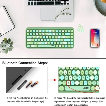 Kablosuz bluetooth Klavye, Mini 84 Tuşlu Retro Yuvarlak Keycaps kablosuz bluetooth Klavye ile Uyumlu PC, Bilgisayar, Dizüstü Bilgisayar Kablosuz bluetooth Klavye, Mini 84 Tuşlu Retro Yuvarlak Keycaps kablosuz bluetooth Klavye ile Uyumlu PC, Bilgisayar, Dizüstü Bilgisayar 1