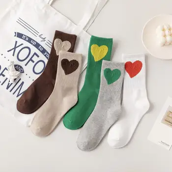 Kadın Çorap Aşk Kalp Baskı Kawaii Kore Tarzı Sevimli Kadın Bayanlar Sokken Mutlu Çorap Tatlı Hediye Kızlar İçin Calcetines Streetwear