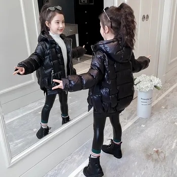 Kızlar uzun kaban Ceket Pamuk Giyim Rüzgarlık 2023 Gevşek Kalınlaşmak Kadife Kış Sıcak Yüksek Kaliteli çocuk Giyim
