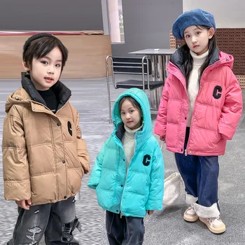 Kızlar uzun kaban Ceket Pamuk Rüzgar Geçirmez Dış Giyim 2023 Güzel Sıcak Kalınlaşmak Kadife Kış Kayak çocuk giyim