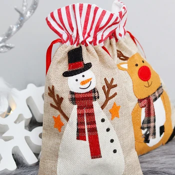 Noel Şeker Çanta Depolama Santa Çuval Keten Üç Boyutlu İşlemeli Tote Çocuk hediye keseleri Dekorasyon Natale Decorazioni