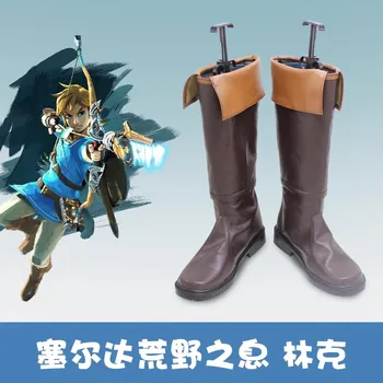 Oyun Ze-lda Gözyaşları-Krallık Bağlantı Cosplay Ayakkabı Rol Oynamak Suni Deri Kahverengi Çizmeler Desteği Özelleştirmek Anime Ayakkabı