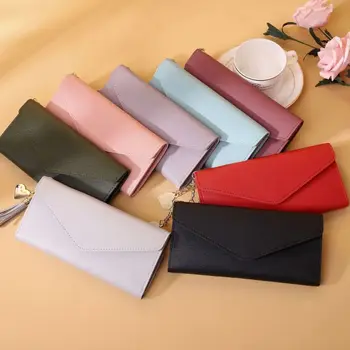 PU Deri Fermuarlı Çantalar Moda Büyük Kapasiteli Çok Fonksiyonlu bozuk para cüzdanı Uzun kart tutucu Kızlar