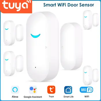 Tuya Akıllı WiFi Kapı Sensörü Kapı Açık / Kapalı Dedektörleri Wifi Ev Alarmı Alexa Google Ev İle Uyumlu Tuya APP