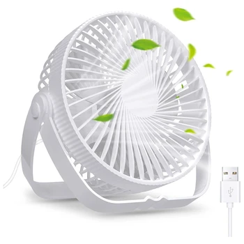 USB Fan Küçük Masa Masa Fanı şarj edilebilir Pil Fan 3 Hız Ayarlanabilir 360 ° Beyaz