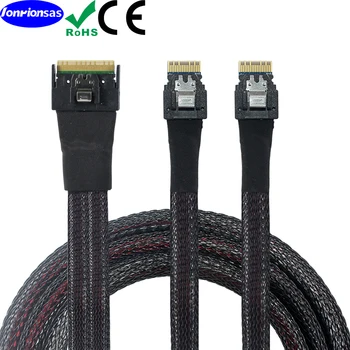 Yarım sarma kepçe geçirmez ekleme İnce PCI-E Ultraport SAS İnce 4.0 SFF-8654 8i 74pin Çift SFF-8654 4i 38Pin Kablo