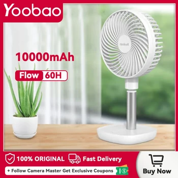 Yoobao F1 Fan 10000mAh USB Şarj Edilebilir Taşınabilir Fan Ev Fan Düşük Gürültü Elektrikli Soğutma Fanı 4 Hız Ofis Kamp için