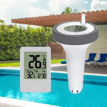 Yüzme Havuzu Termometresi Kablosuz Yüzer Havuz Termometresi Dijital Su Geçirmez Sıcaklık Monitörü Yüzme Havuzları Çift Ekran