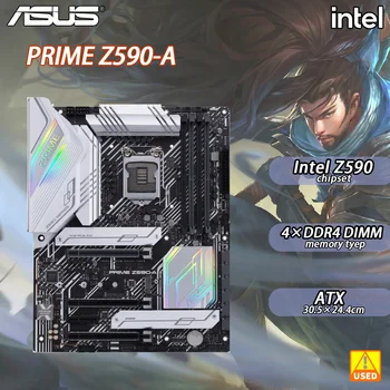 Z590 Anakart LGA 1200 ASUS PRIME Z590-A benimser Intel Z590 yonga seti CPU10400 4×DDR4 128 GB PCI-E 4.0 3×M. 2 SATA III ATX