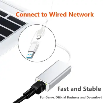 Çift Arabirim Uygun USB Tip-C Rj45 Lan Ağ Kartı Taşınabilir ethernet adaptörü Yaygın Olarak Uyumlu