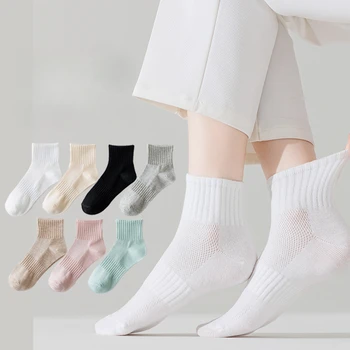 Çorap Kadın Yüksek Kaliteli Pamuk İlkbahar Yaz Ayak Bileği Düşük Tüp İnce Örgü Düz Renk Nefes Yumuşak Kısa spor çorapları
