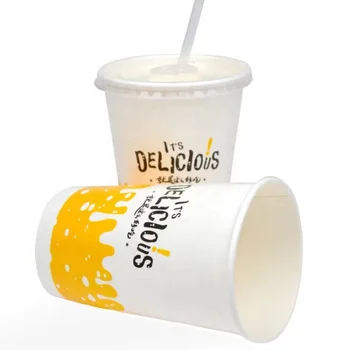  özelleştirilmiş tasarım Plastik kapaklı yüksek kaliteli özelleştirilmiş tek kullanımlık içecek kağıt bardak